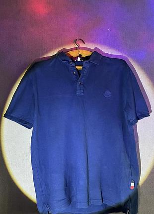 Темно-синя футболка поло моnсlеr maglia polo (100% оригінал / по факту l)