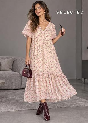 Нова максі сукня з шифону у квітковий принт selected femme 36