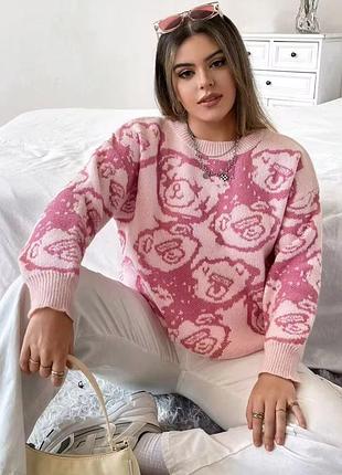 Ніжний светрик принт ведмедики віскоза розмір л shein