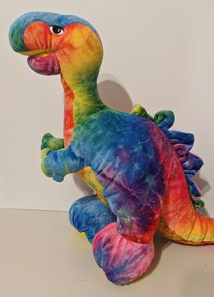 Vintage chosun dinosaur plush tie dye stuffed animal toy rainbow kitschy, вінтажна  іграшка-динозавр  у стилі тай-дай (райдужне забарвлення, кітч)