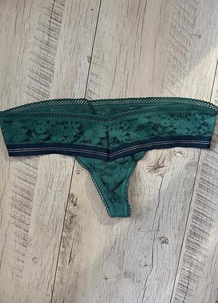 Трусики жіночі victoria's secret стринги мереживні зелені