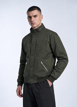 Pull&bear чоловіча куртка-бомбер хакі, розмір l