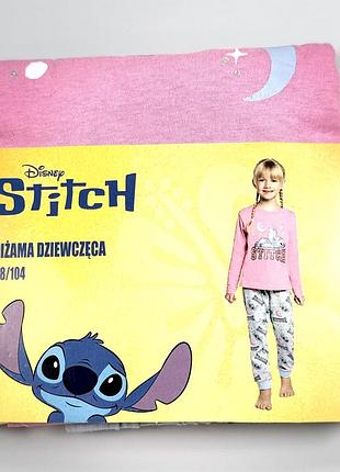 Пижама детская для девочки disney stitch 98/104 хлопковая, розовая