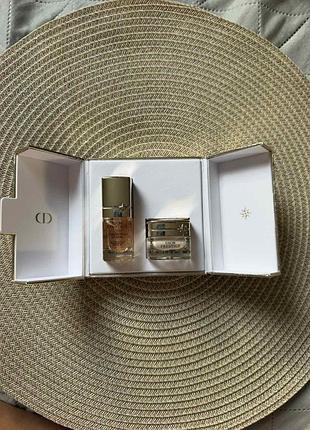 Набор крема и сыворотка dior prestige skincare mini duo gift set la micro-huile de rose activated serum la crememe44ure essentielle