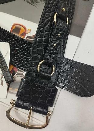 Пояс жіночий zara чорний зі штучної шкіри