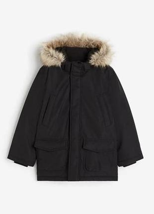 Куртка для хлопчика h&m чорна з капюшоном 11-12 років