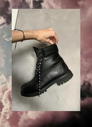Оригінал чорні взуття черевики база чоботи шкіра шнурівка тренд y2k timberland високі боти