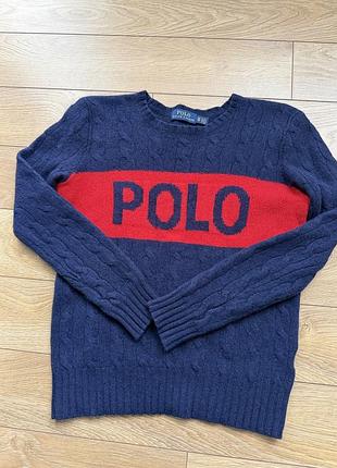 Светр жіночий  polo ralph lauren синій з червоним логотипом