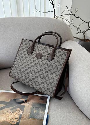 Gucci ophidia leather-trimmed monogrammed coated-canvas tote [пильник] 30 х 25 х 12
