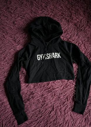 Худі жіноче gymshark чорне коротке з капюшоном