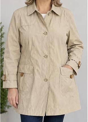 Жіноча куртка-плащ gerry weber бежева 2xl (52) бавовна/поліестер