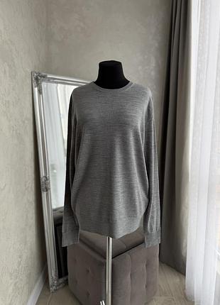 Чоловічий светр uniqlo сірий розмір m 100% вовна