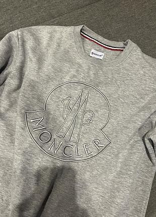 Світшот чоловічий moncler сірий з вишитим логотипом