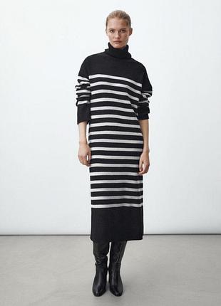 Шерстяна міді оверсайз сукня плаття в полоску шерсть кашемір massimo dutti