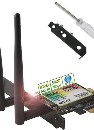 Wi-fi-карта ubit wifi 6e ax210 pcie | беспроводное подключение до 6 ггц | скорость до 5400 мбит/с | bluetooth