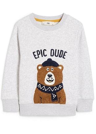Светр для хлопчика c&a "epic dude" з ведмедиком, розмір 110