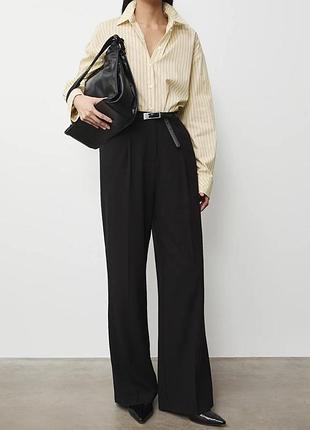 Брюки жіночі чорні wide leg класичні олдмані old money широкі довгі палаццо