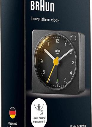 Дорожній аналоговий будильник braun travel alarm clock bc02xb безшумний класичний будильник із функцією повтору сигналу