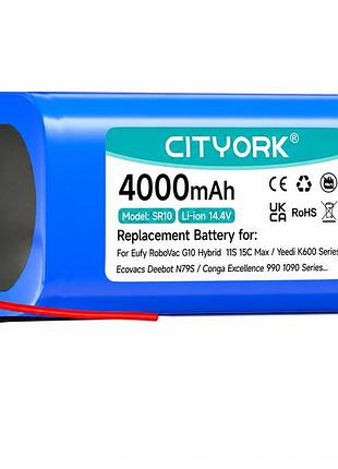 Акумулятор cityork sr10 14.4 v 4000 ма·год li-ion для робота-пилососа, змінна батарея для пилососів
