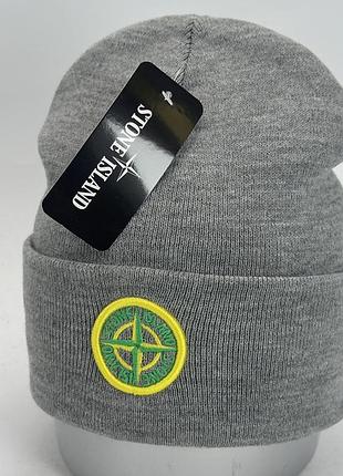 Шапка унісекс stone island сіра