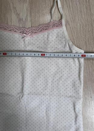 Майка дитяча h&m біла в горох з мереживом 2