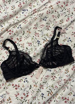 Бюстгальтер жіночий чорний мереживний victoria secret