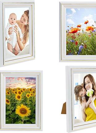 4шт. набор белых фоторамок из дерева 13x18 см zjrung фоторамки с настольной подставкой для украшения стола