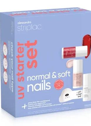 Набір для покриття нігтів alessandro striplac - uv starter set nirmal & soft nail стартовий комплект для uv-покриття