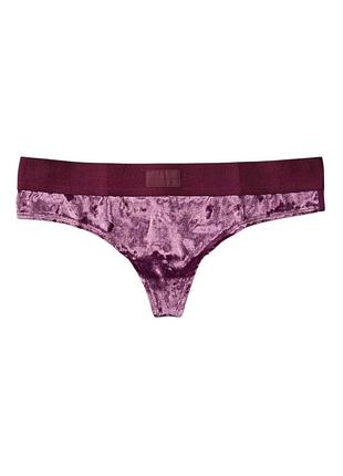 Трусики бархатные victoria's secret velvet thong underwear pink, s