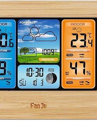Цифрова метеостанція fanju wireless weather station fj3373 настінний годинник із будильником