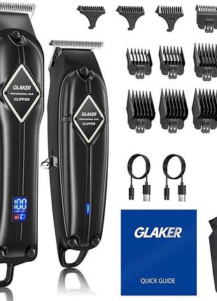 2шт. профессиональные машинки для стрижки волос glaker набор из аккумуляторной машинки и триммера