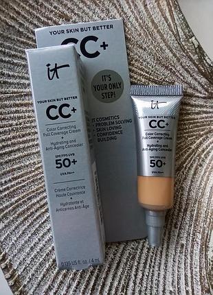 ✨оригінал 4ml. відтінок light антивіковий сс крем it cosmetics your skin but better cc+ професійна косметика сша мініатюра/пробник