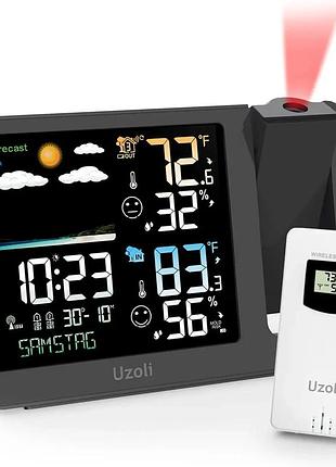 Проєкційний будильник із метеостанцією uzoli projection alarm clock em3539a цифровий проєкційний годинник із датчиком температури