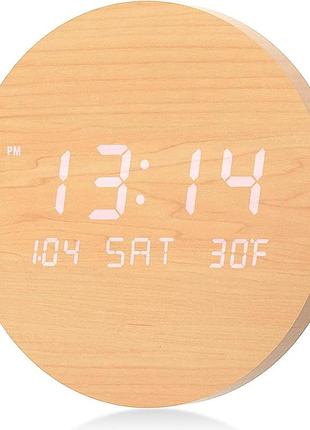Дерев'яний цифровий годинник 19.5 см wooden clock стильний настінний годинник із датою й часом