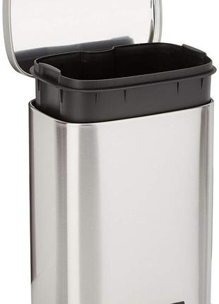 Мусорное ведро amazon basics rectangle soft-close trash can satin nickel 5 л небольшое ведро для мусора с педалью