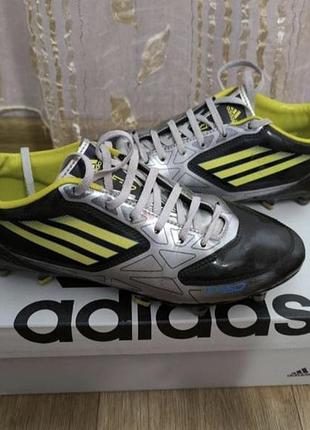 Бутси чоловічі adidas f10 trx fg чорні, сріблясті, жовті