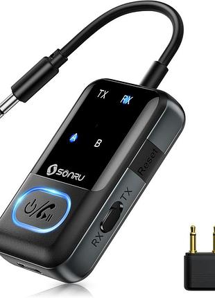 Адаптер передатчик 2 в 1 bluetooth 5.3 sonru j52 аудио приемник-передатчик со светодиодным дисплеем