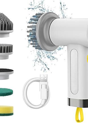 Електрична обертова щітка-скруббер electric cleaning brush s2 бездротова щітка для прибирання з 4 насадками для прибирання