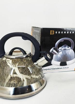 Чайник для газовой плиты 3 литра edenberg eb-8871 3л, красивый чайник для газовой комфорки je-25