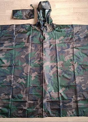 Новий тактичний плащ-намет пончо (дощовик) woodland ripstop, 143х214