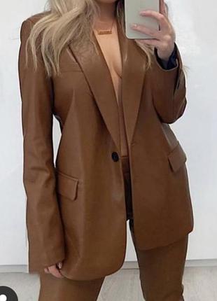 Піджак, жакет (під zara)  "prettylittlething" з м'якої екошкіри 💗 розмір м (можна і на s, xs)