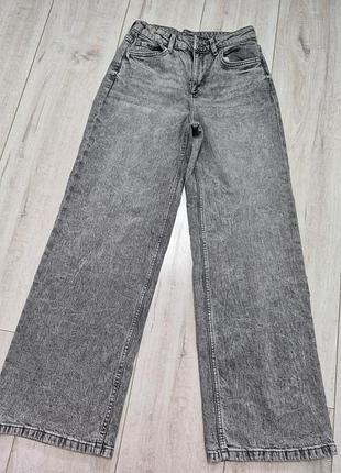 Серые подростковые широкие джинсы wide leg h&amp;m, 152, с утяжкой.