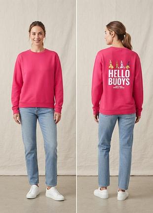 🧊 свитшот розовый с принтом «hello buoys» (trinity house) | just hoods (jh030) | size xl/xl