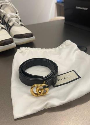 Ремінь жіночий gucci вузький 2см чорний на обхват 75 см