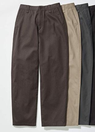 Брюки чоловічі uniqlo wide chino trousers коричневі