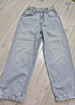 Подростковые голубые джинсы baggy h&amp;m, 152, есть утяжка