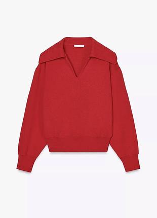 Жіночий светр поло zara червоний, розмір m, 100% бавовна