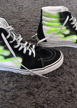 Кеды vans sk8-hi green flame (оригинал) - размер 45 (29.5 см