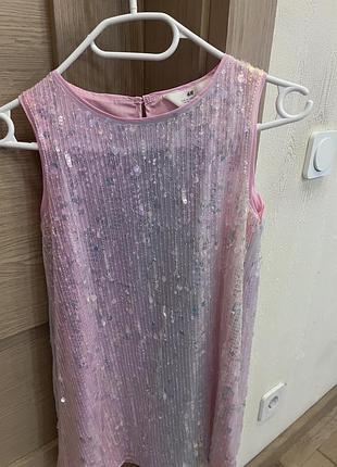 Сукня для дівчинки h&m святкова з паєтками рожева