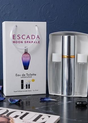 Культовий набір escada moon sparkle (3х15 мл) у тревел-атомайзері — туалетна вода